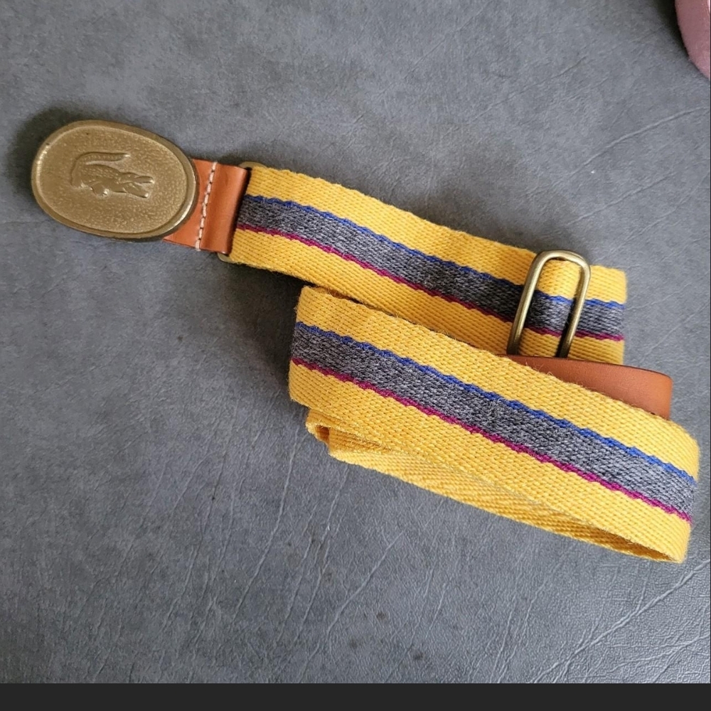 Lacoste Yellow and Blue Striped Belt